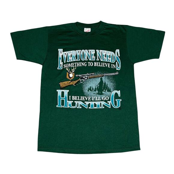 Vintage 90s Deer Hunting Nature Funny T-Shirt - Picture 1 of 4